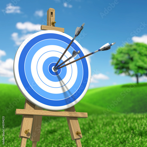Illustration: Three arrows on an archery target Three arrows on an archery target