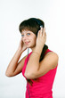 attractive young girl listening to music