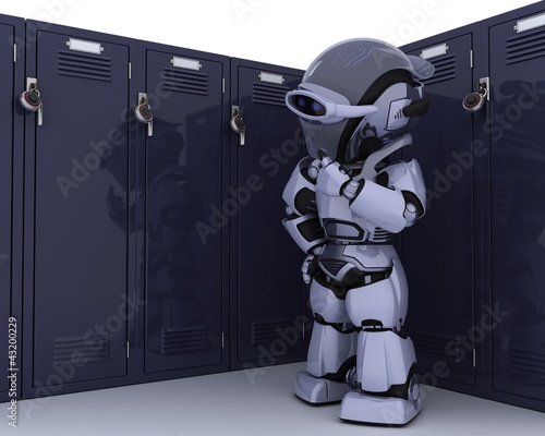 Illustration: Robot with school locker Robot with school locker