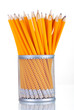 lead pencils in metal cup isolated on white