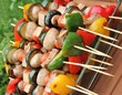 Fresh Vegetarian BBQ Kebabs waiting to be cooked