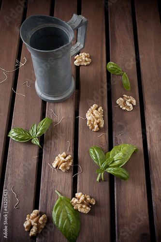 Photo: Carafe and walnuts Carafe and walnuts