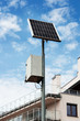 Solar panel and blue sky with clouds