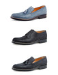 Foto: Stylish men's shoes on white. Stylish men's shoes on white.