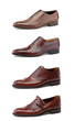Foto: Stylish men's shoes on white. Stylish men's shoes on white.