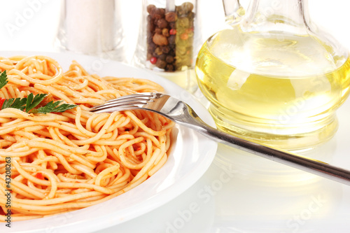 Photo: Composition of the delicious spaghetti with tomato sauce Composition of the delicious spaghetti with tomato sauce