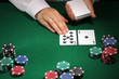 Poker setting on green table