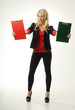 Pretty blond girl with notes