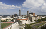Photo: Aerial view of Omaha Nebraska skyline with view of Creighton University Morrison Football Stadium Aerial view of Omaha Nebraska skyline with view of Creighton University Morrison Football Stadium