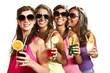four girls have fun at the party, studio portrait