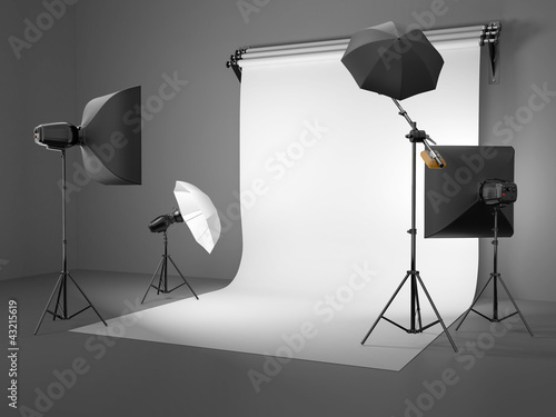 Illustration: Photo studio equipment. Space for text. Photo studio equipment. Space for text.