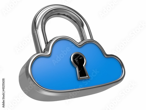 Illustration: Cloud computing as padlock. Security concept Cloud computing as padlock. Security concept