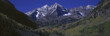 Photo: Panoramic view of autumn colors of Aspens reflecting in lake under Maroon Bells, Colorado, near Aspen Panoramic view of autumn colors of Aspens reflecting in lake under Maroon Bells, Colorado, near Aspen