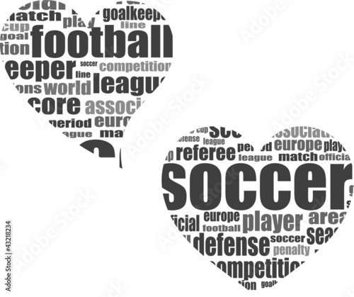 Vector: Football word cloud concept in heart shape Football word cloud concept in heart shape