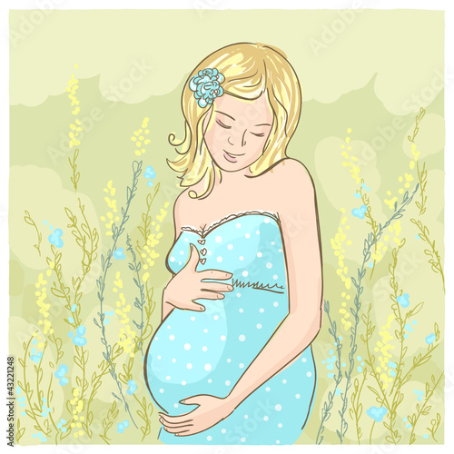 Vektor: Pregnant woman outdoor illustration. Pregnant woman outdoor illustration.