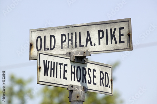 Photo: Old street sign in Lancaster County Old Phila Pike and White Horse Road, Pennsylvania Old street sign in Lancaster County Old Phila Pike and White Horse Road, Pennsylvania