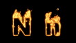 Upper and lower case N bursting into flames.