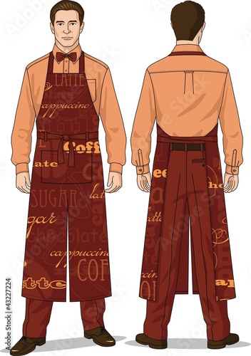 Vektor: The waiter in an apron The waiter in an apron