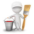Foto: 3d white people with brush and paint bucket 3d white people with brush and paint bucket