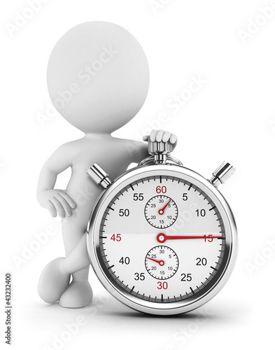 Illustration: 3d white people with a stopwatch 3d white people with a stopwatch