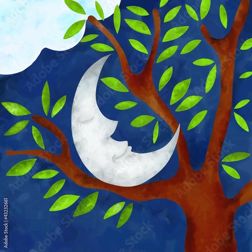 Illustration: luna su albero luna su albero