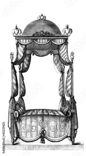 Illustration: Four-Poster Bed - Lit à Baldaquin - 17th century Four-Poster Bed - Lit à Baldaquin - 17th century
