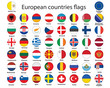 set of round buttons with flags of Europe vector illustration