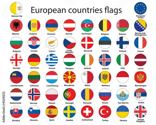 Vector: set of round buttons with flags of Europe vector illustration set of round buttons with flags of Europe vector illustration