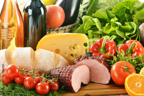 Photo: Composition with variety of grocery products Composition with variety of grocery products
