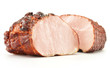 Two pieces of ham isolated on white