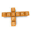Tips and tricks 3D crossword on white background