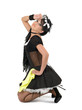 Glamorous sexy french maid with duster, concept cleaning