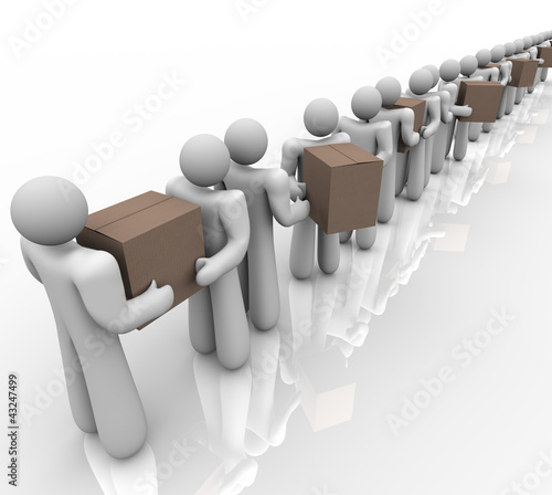 Illustration: People Carrying Boxes Logistics Delivery Packages People Carrying Boxes Logistics Delivery Packages