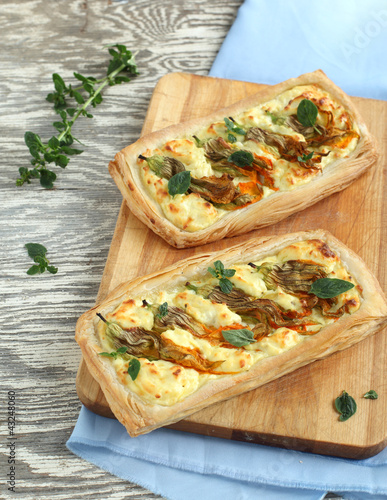 Photo: Zucchini flower and ricotta tart Zucchini flower and ricotta tart
