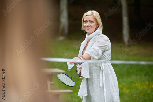 Photo: Beautiful Woman Playing Badminton Beautiful Woman Playing Badminton