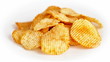 Video: Potato chips are rotating on a white background Potato chips are rotating on a white background