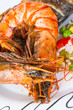 Giant prawns with sea bass fish.