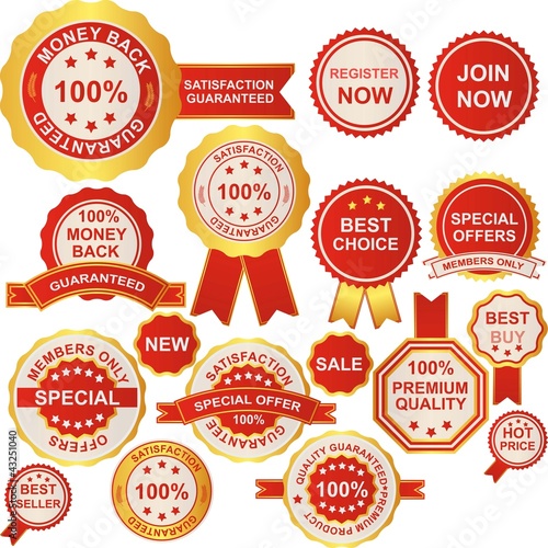 Vector: SET OF BUSINESS BADGES AND STICKERS SET OF BUSINESS BADGES AND STICKERS