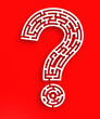 white puzzle question mark on red background(front view)