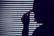 woman in blind background