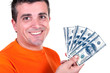 Photo: smiling man with 100 bills smiling man with 100 bills