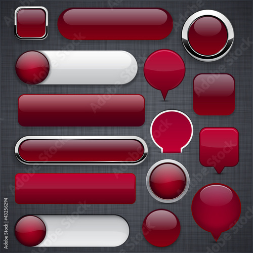 Vector: Wine red high-detailed modern buttons. Wine red high-detailed modern buttons.