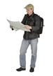 Phtographer hiker with map