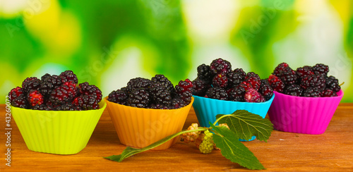 Foto: Bright silicone cutters with ripe mulberry Bright silicone cutters with ripe mulberry