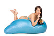 young woman recreation on a air matrass