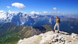 Picturesque landscape with tourist.