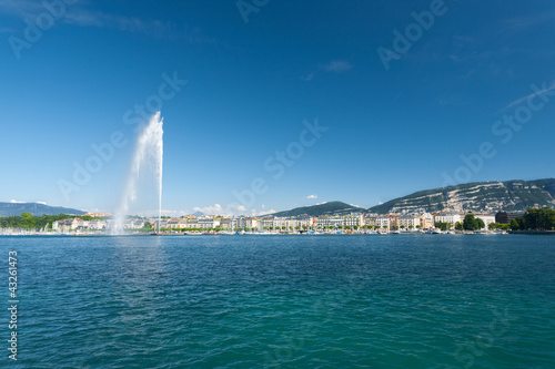 Photo: Jet D Eau Water Fountain Geneva Mountain Jet D Eau Water Fountain Geneva Mountain