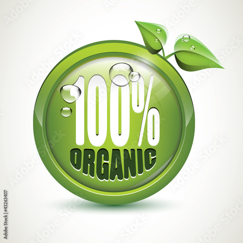 Ilustração vetorial : 100% Organic - glossy icon 100% Organic - glossy icon