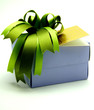 Gift Box with Colorful Ribbons on White Background