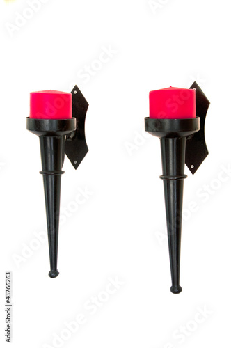 Photo: two red candle lights two red candle lights